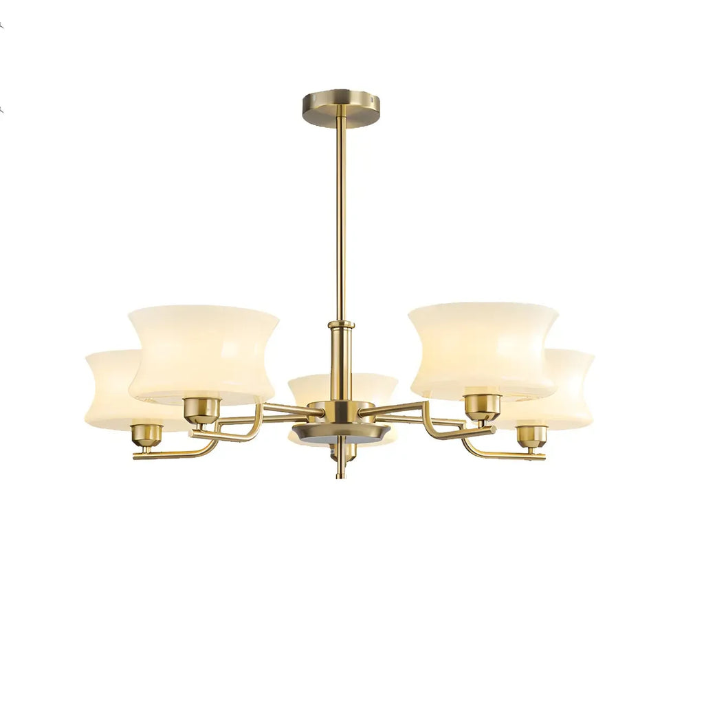 Lustre moderne et élégant à 3-5 lumières en verre beige, grand modèle