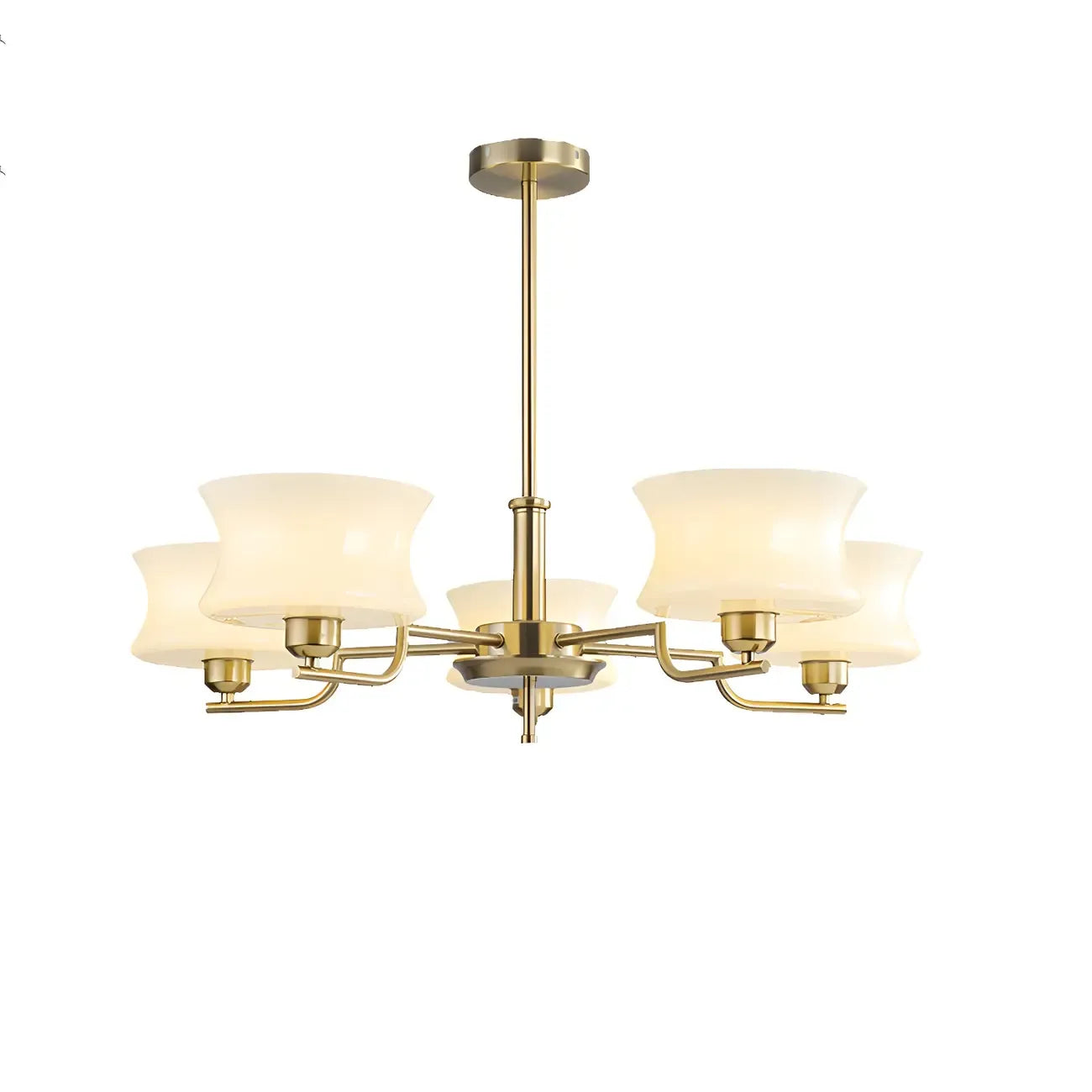 Lustre moderne et élégant à 3-5 lumières en verre beige, grand modèle