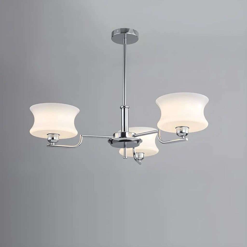 Lustre moderne et élégant à 3-5 lumières en verre beige, grand modèle