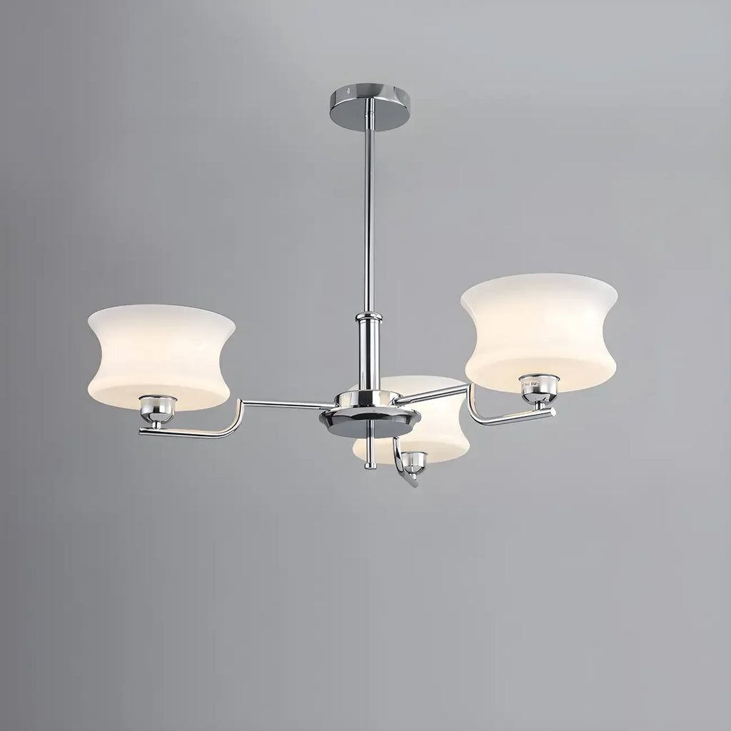 Lustre moderne et élégant à 3-5 lumières en verre beige, grand modèle