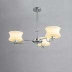 Lustre moderne et élégant à 3-5 lumières en verre beige, grand modèle