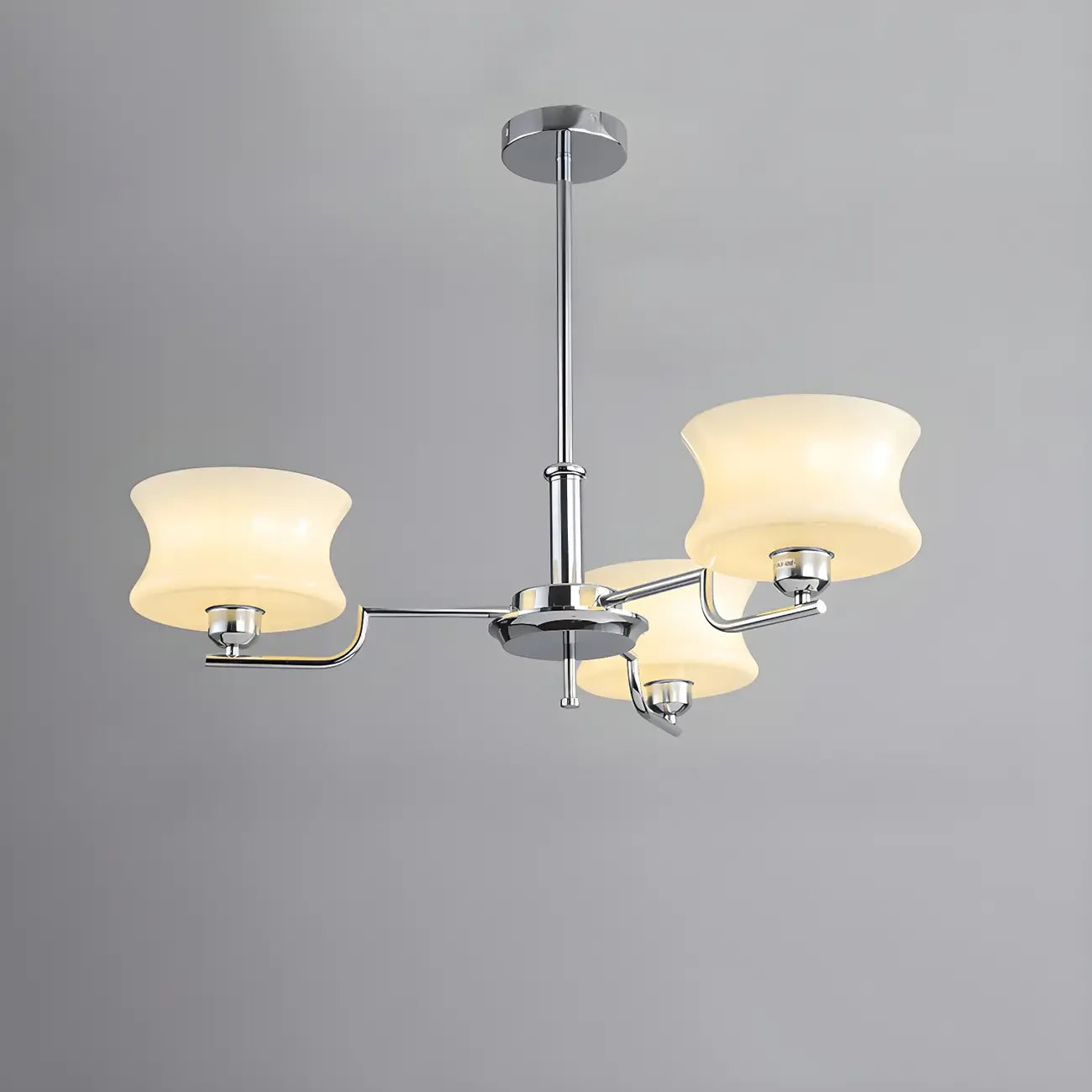 Lustre moderne et élégant à 3-5 lumières en verre beige, grand modèle