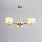 Lustre moderne et élégant à 3-5 lumières en verre beige, grand modèle