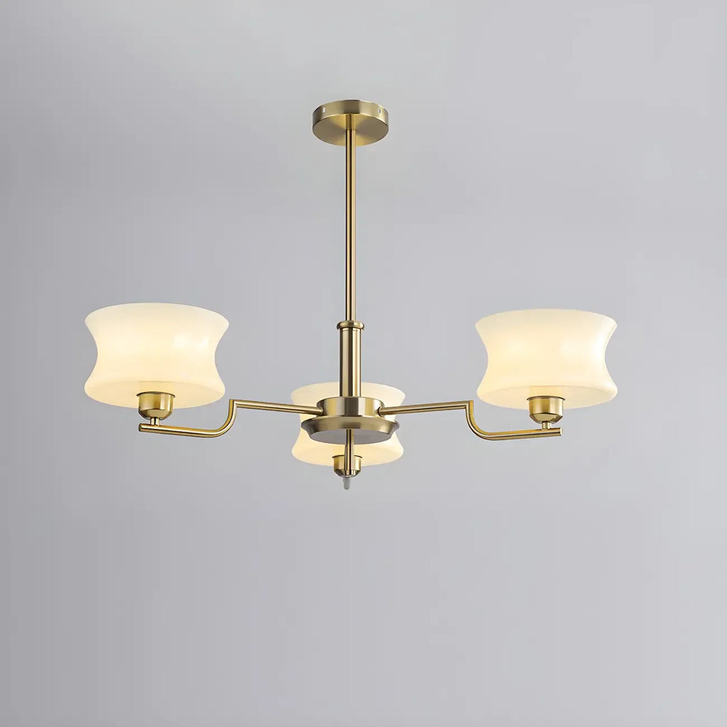 Lustre moderne et élégant à 3-5 lumières en verre beige, grand modèle
