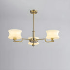 Lustre moderne et élégant à 3-5 lumières en verre beige, grand modèle