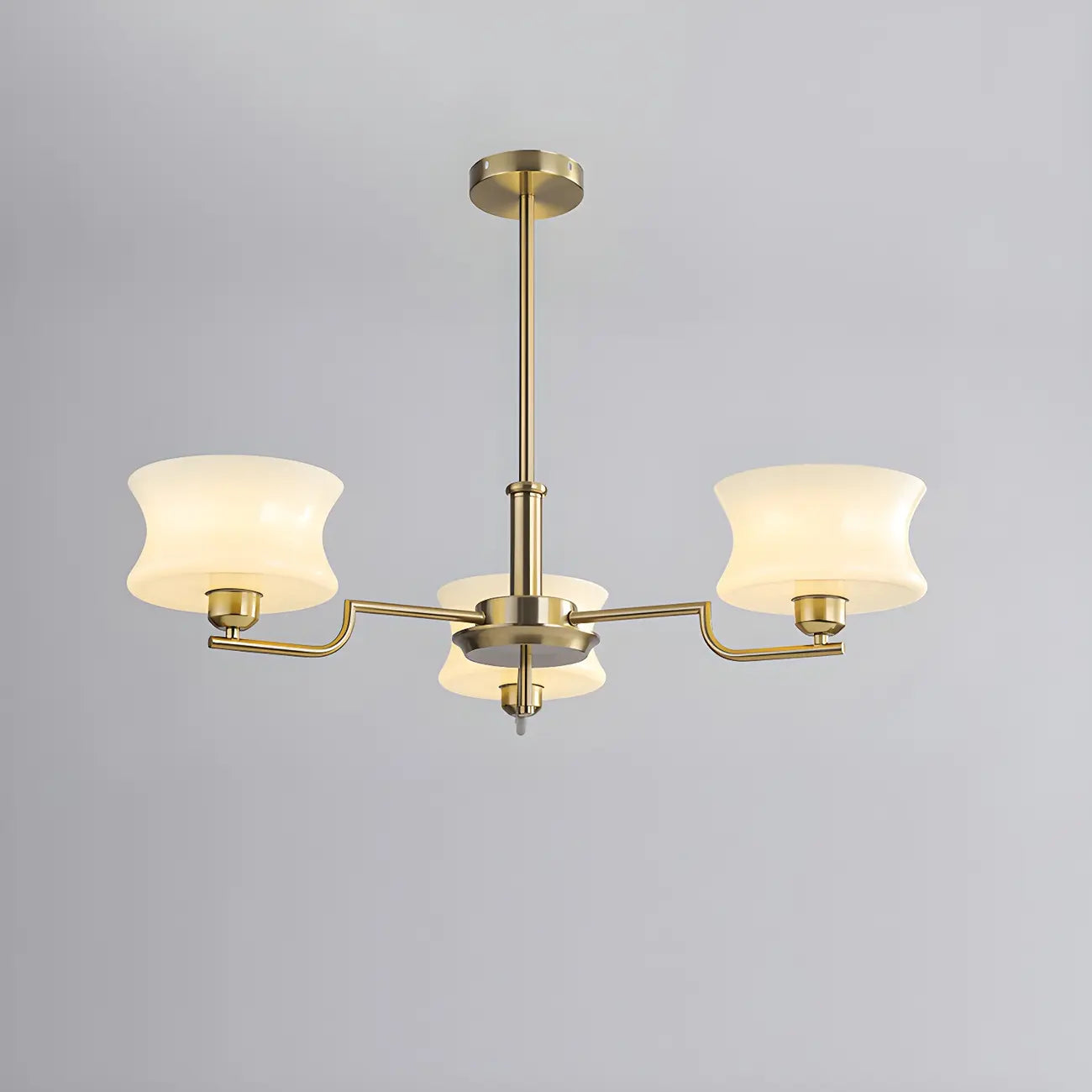 Lustre moderne et élégant à 3-5 lumières en verre beige, grand modèle