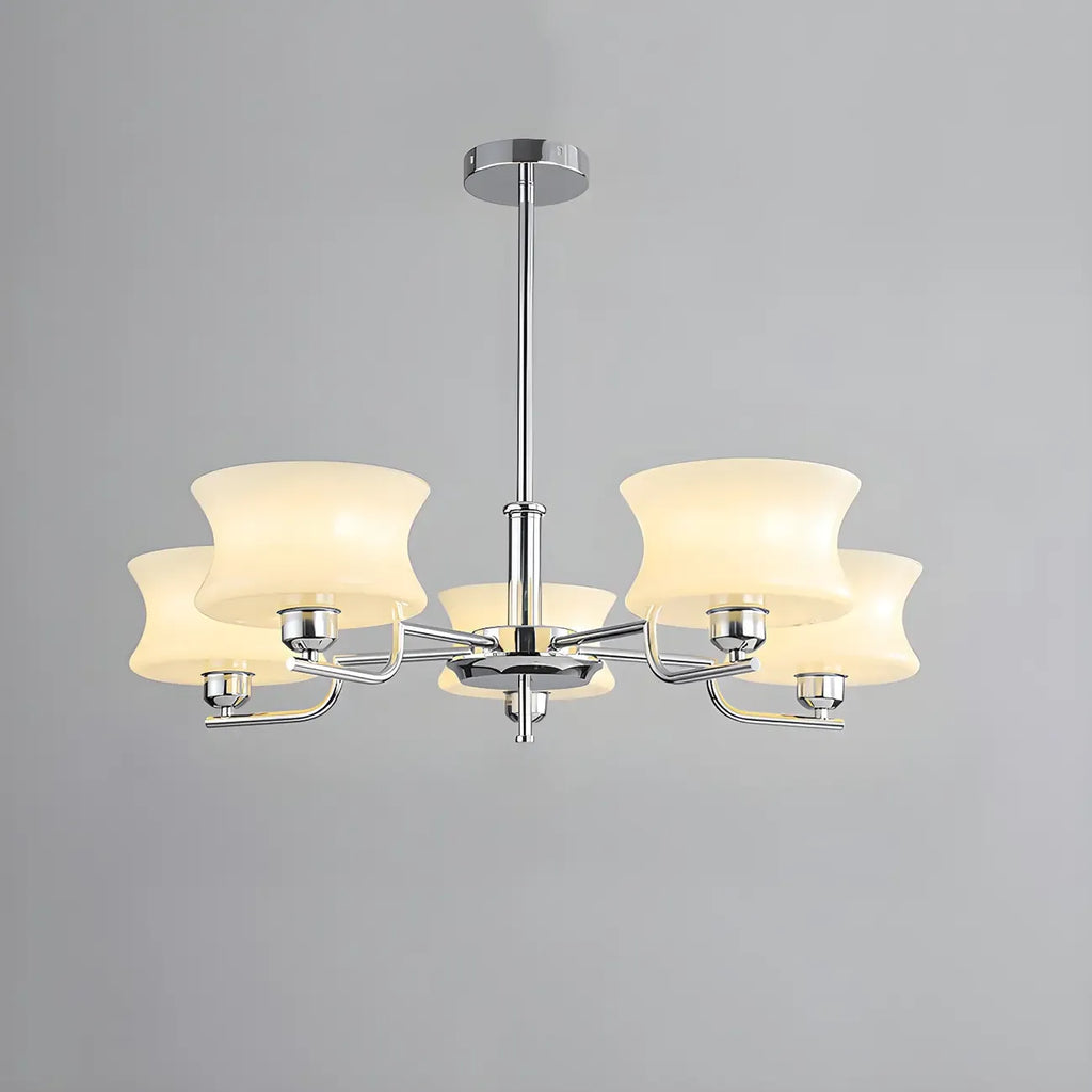 Lustre moderne et élégant à 3-5 lumières en verre beige, grand modèle