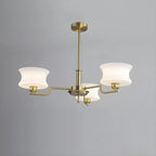 Lustre moderne et élégant à 3-5 lumières en verre beige, grand modèle