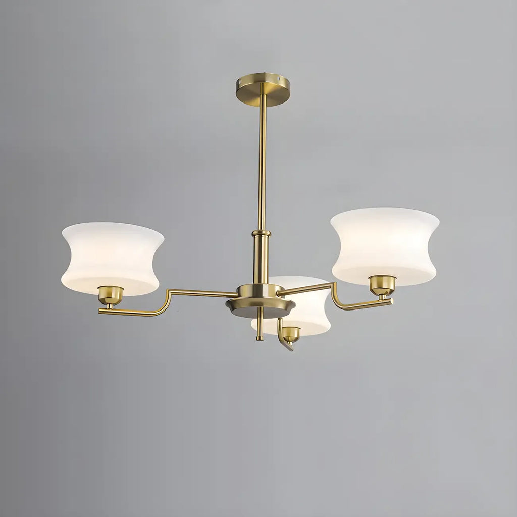 Lustre moderne et élégant à 3-5 lumières en verre beige, grand modèle