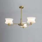 Lustre moderne et élégant à 3-5 lumières en verre beige, grand modèle