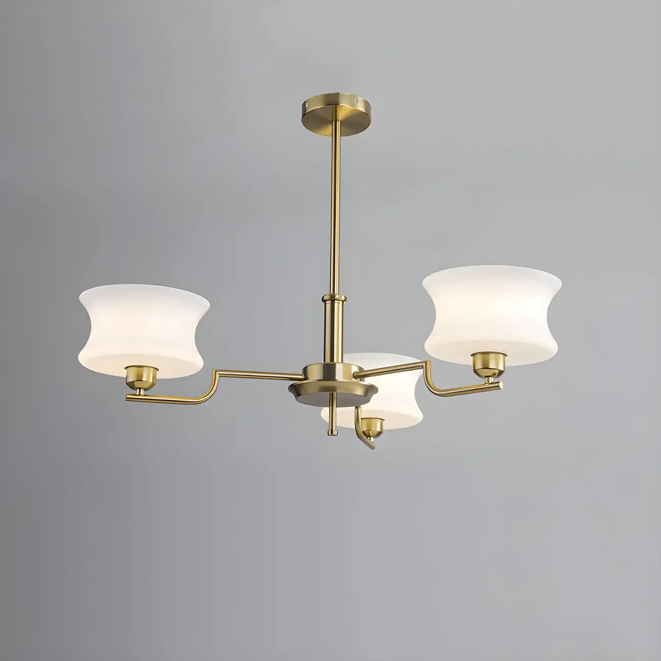 Lustre moderne et élégant à 3-5 lumières en verre beige, grand modèle