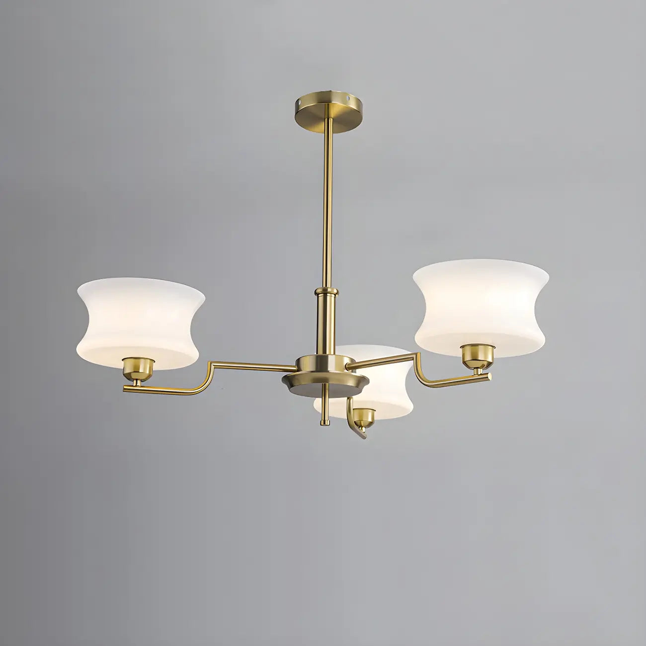 Lustre moderne et élégant à 3-5 lumières en verre beige, grand modèle