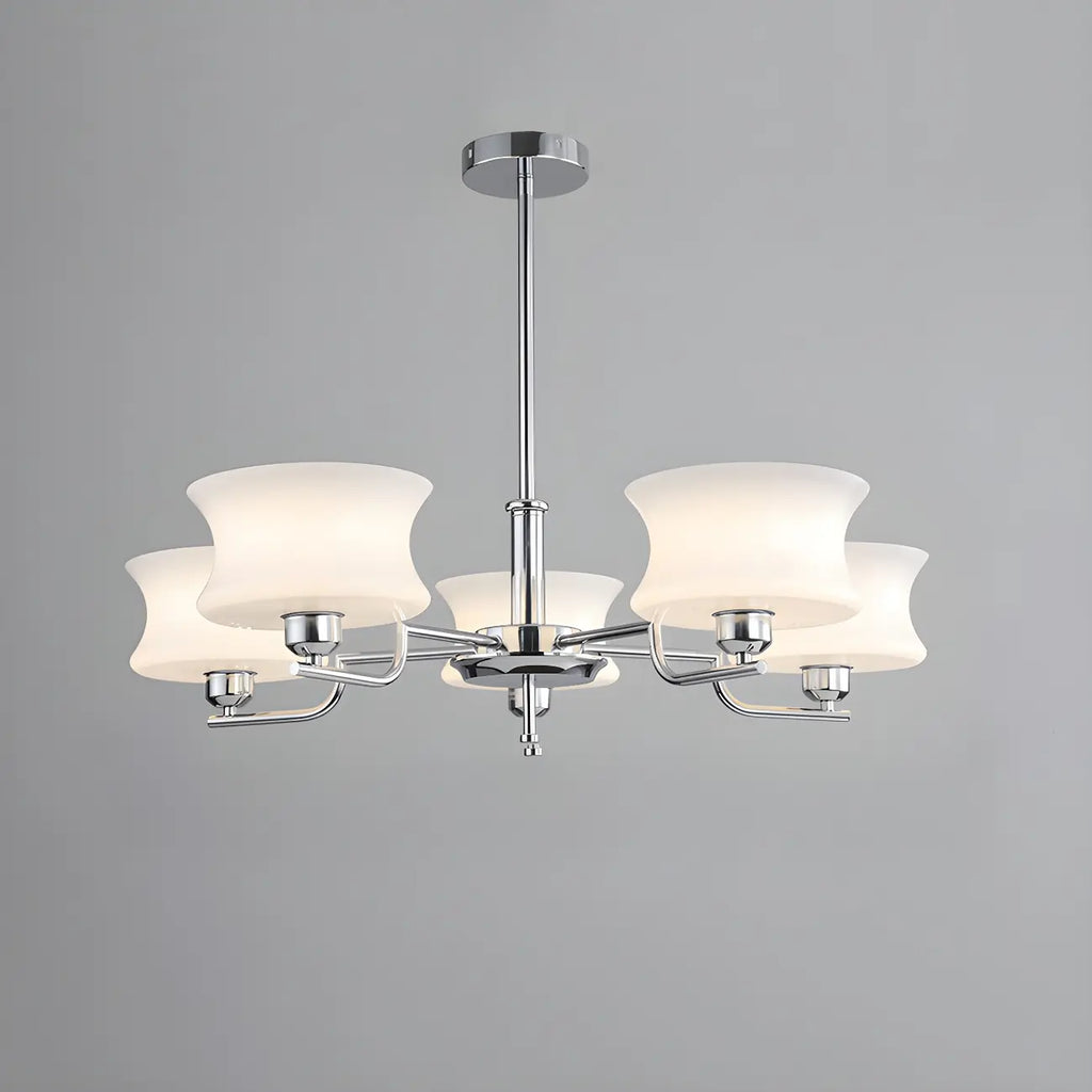 Lustre moderne et élégant à 3-5 lumières en verre beige, grand modèle