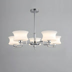 Lustre moderne et élégant à 3-5 lumières en verre beige, grand modèle