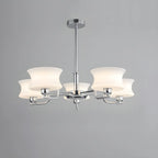 Lustre moderne et élégant à 3-5 lumières en verre beige, grand modèle