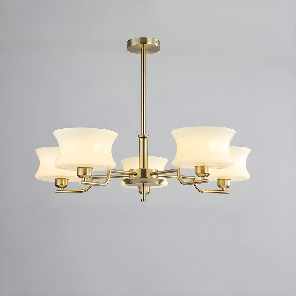 Lustre moderne et élégant à 3-5 lumières en verre beige, grand modèle