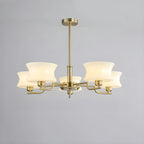 Lustre moderne et élégant à 3-5 lumières en verre beige, grand modèle