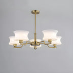 Lustre moderne et élégant à 3-5 lumières en verre beige, grand modèle