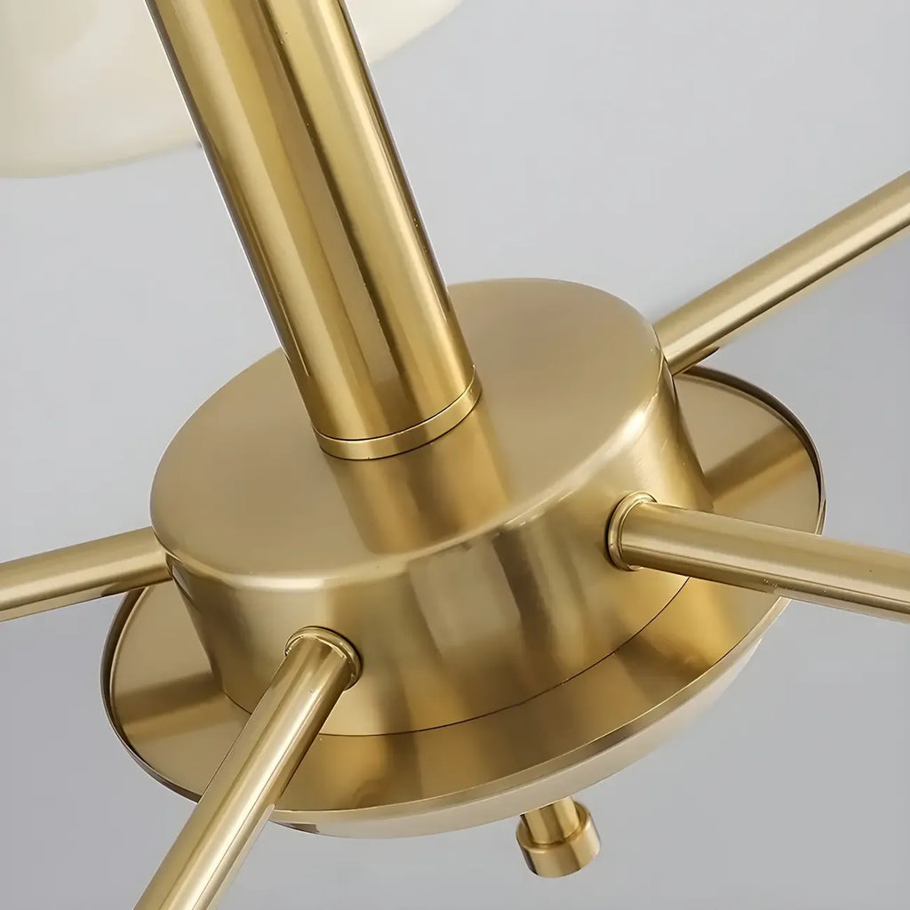 Lustre moderne et élégant à 3-5 lumières en verre beige, grand modèle