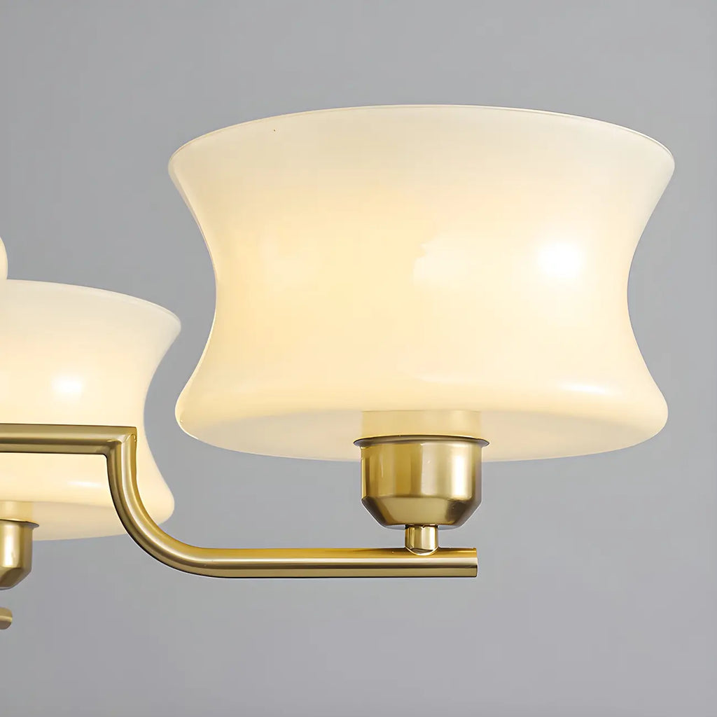 Lustre moderne et élégant à 3-5 lumières en verre beige, grand modèle