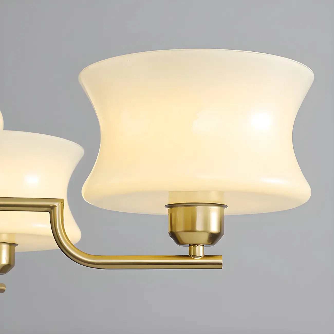 Lustre moderne et élégant à 3-5 lumières en verre beige, grand modèle