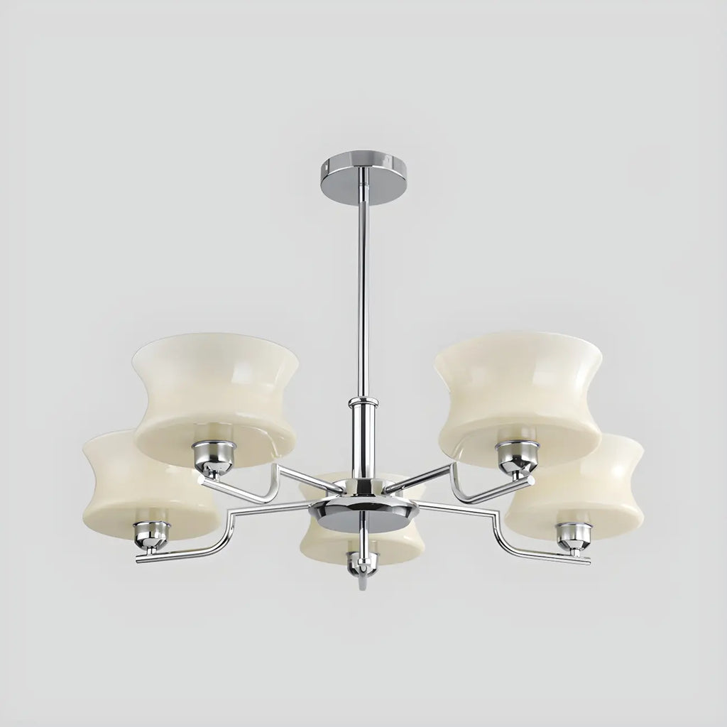 Lustre moderne et élégant à 3-5 lumières en verre beige, grand modèle