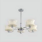 Lustre moderne et élégant à 3-5 lumières en verre beige, grand modèle