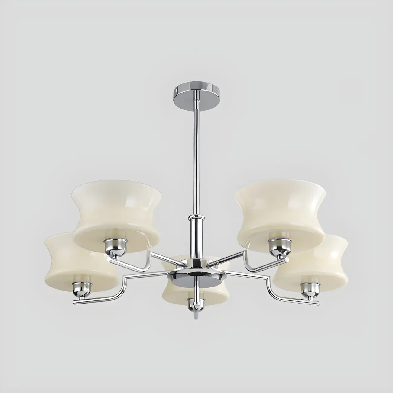 Lustre moderne et élégant à 3-5 lumières en verre beige, grand modèle