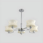 Lustre moderne et élégant à 3-5 lumières en verre beige, grand modèle