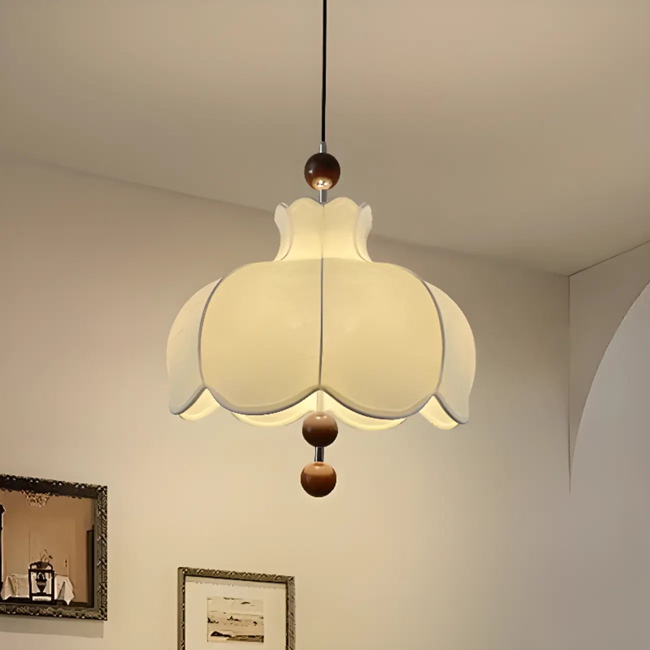 Suspension d'intérieur contemporaine à 3/5 lumières en tissu blanc