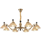 Lustre moderne réglable en verre doré à motif floral, 6/8 lumières