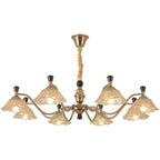 Lustre moderne réglable en verre doré à motif floral, 6/8 lumières