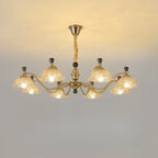Lustre moderne réglable en verre doré à motif floral, 6/8 lumières