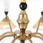 Lustre moderne réglable en verre doré à motif floral, 6/8 lumières