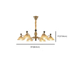 Lustre moderne réglable en verre doré à motif floral, 6/8 lumières