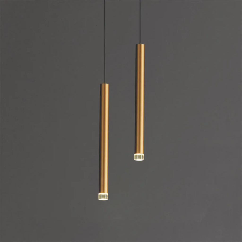 Suspension LED géométrique moderne en métal doré et acrylique
