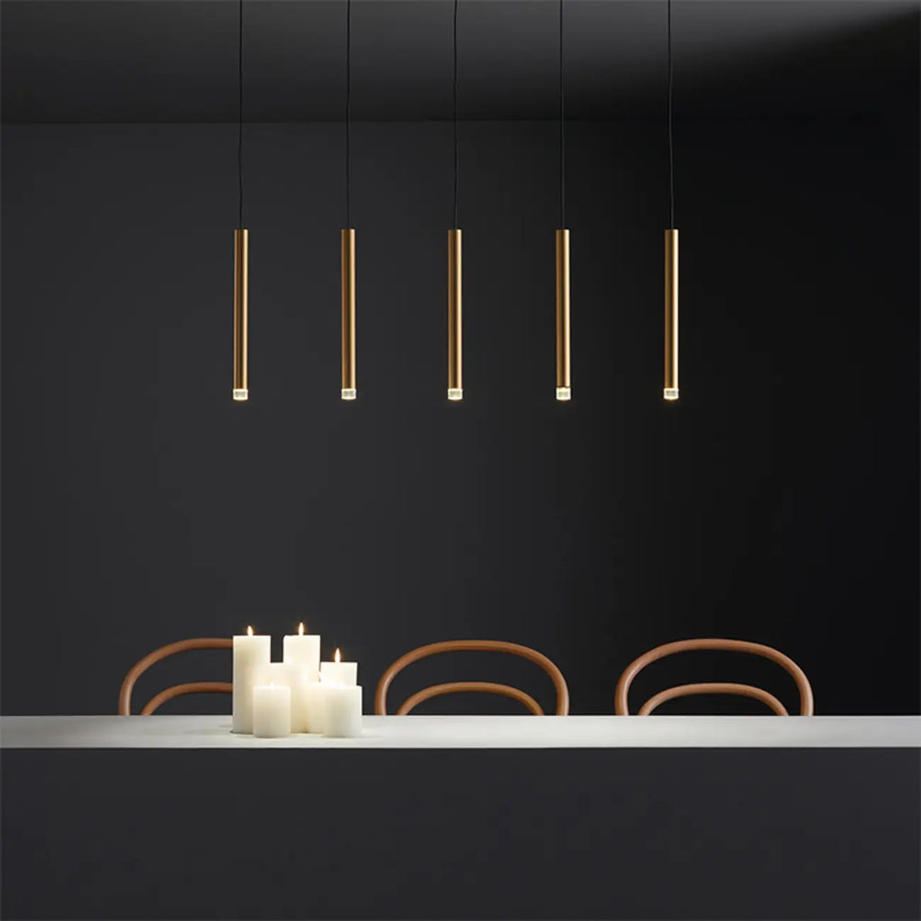 Suspension LED géométrique moderne en métal doré et acrylique