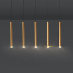 Suspension LED géométrique moderne en métal doré et acrylique