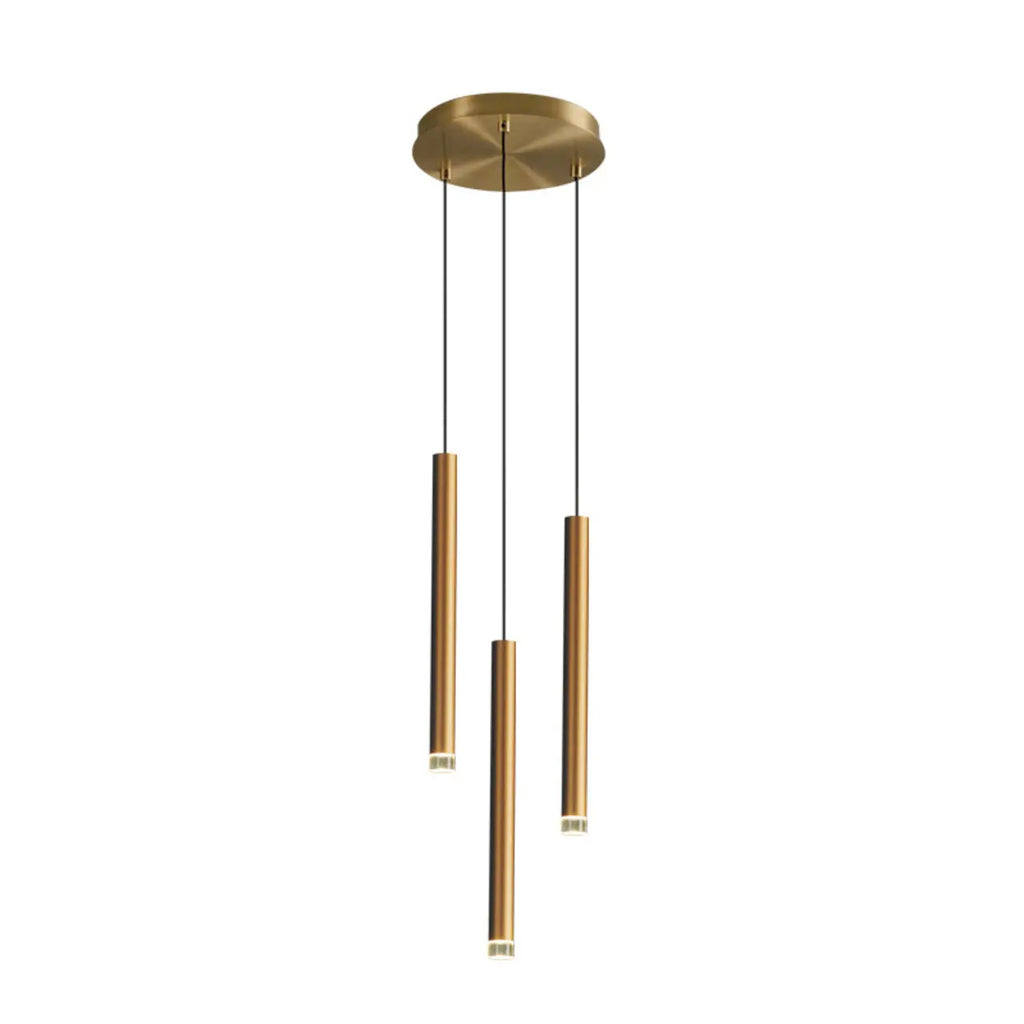 Suspension LED géométrique moderne en métal doré et acrylique