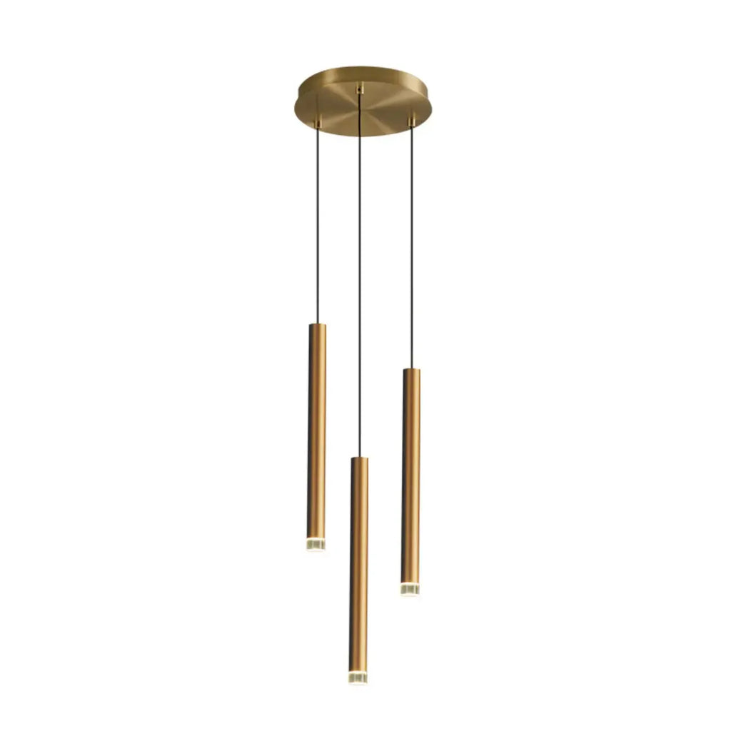 Suspension LED géométrique moderne en métal doré et acrylique