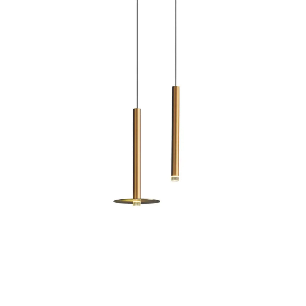 Suspension LED géométrique moderne en métal doré et acrylique