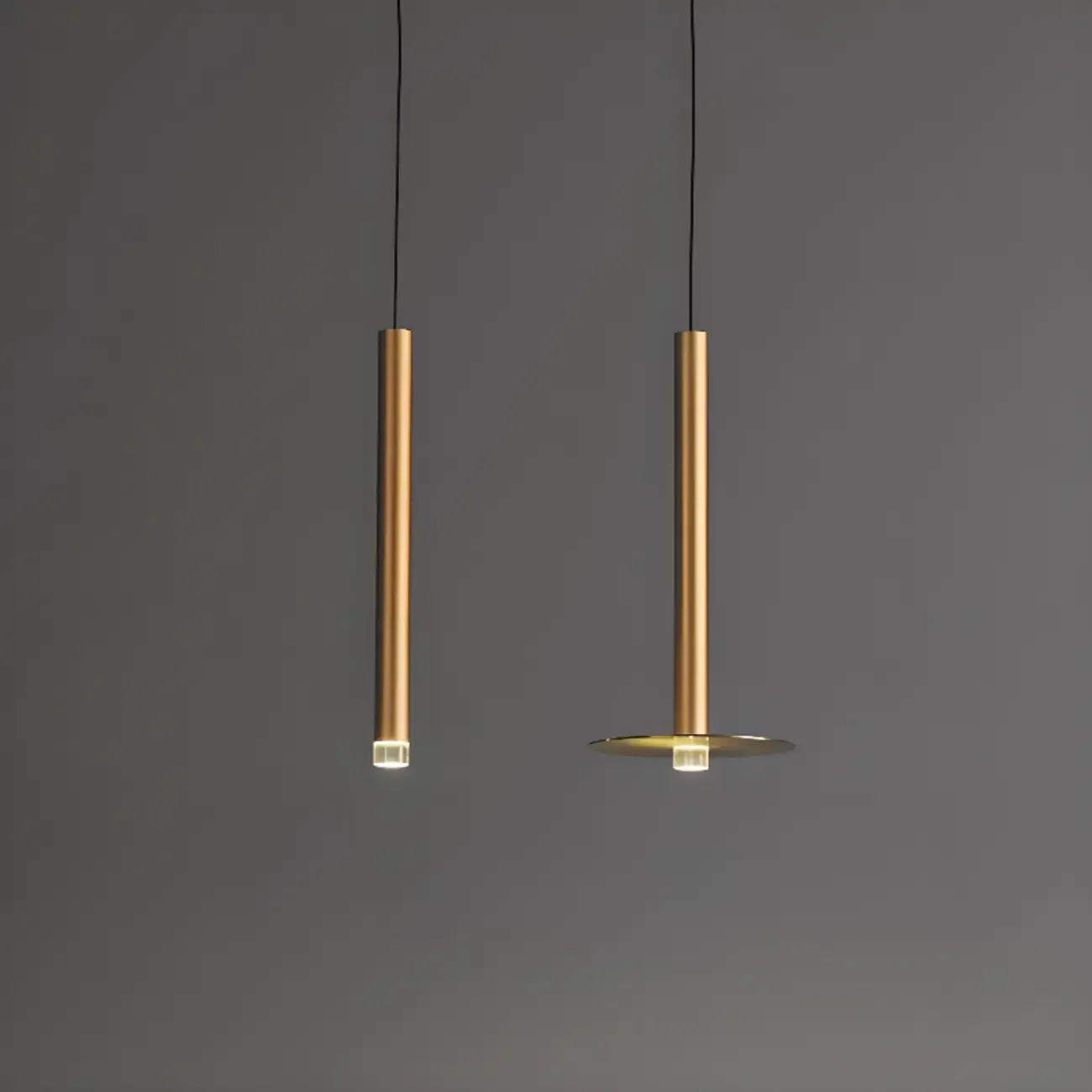 Suspension LED géométrique moderne en métal doré et acrylique
