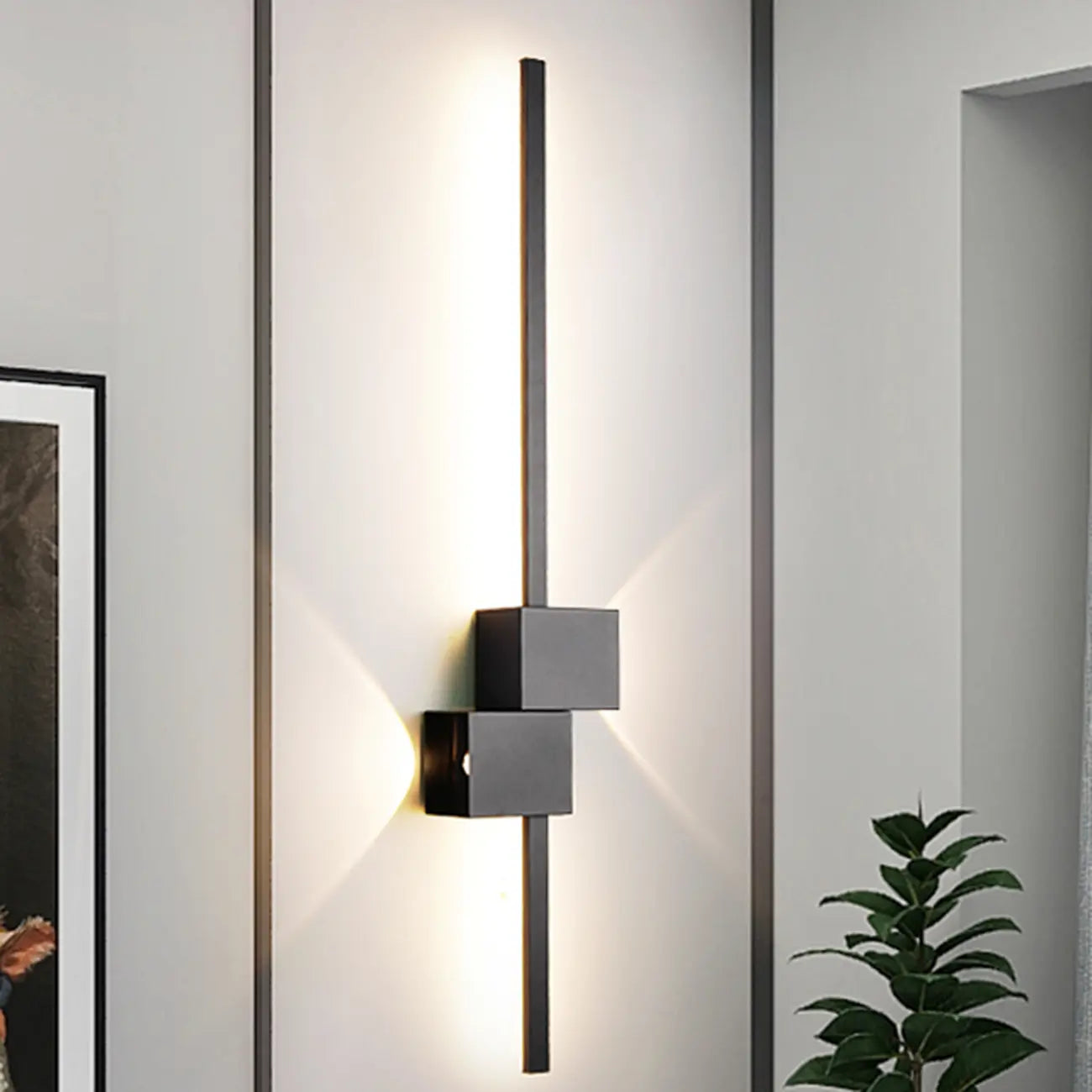 Grande applique murale géométrique noire élégante à 4 lumières LED