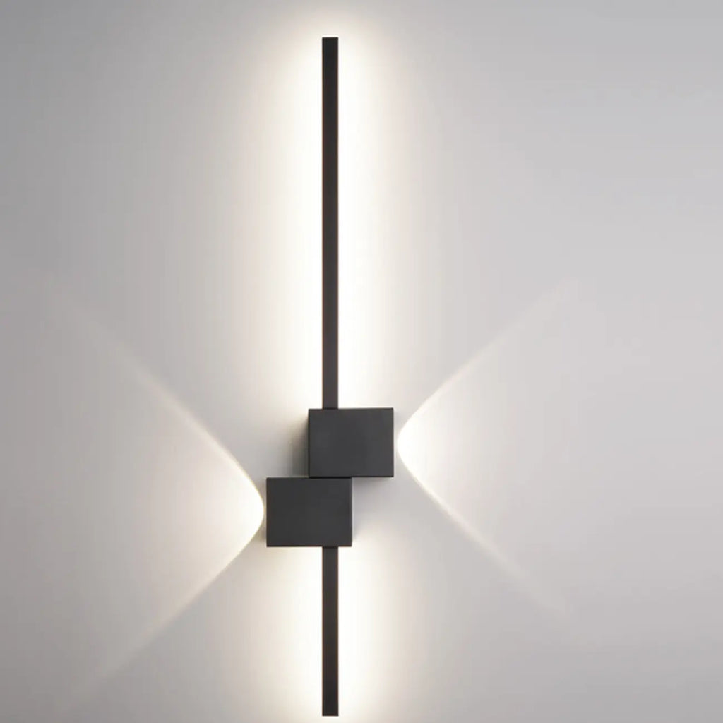 Grande applique murale géométrique noire élégante à 4 lumières LED