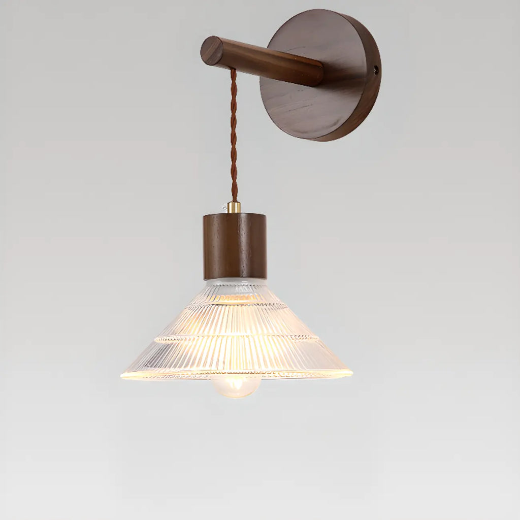 Applique murale élégante Geometrica LED en bois et verre pour chevet