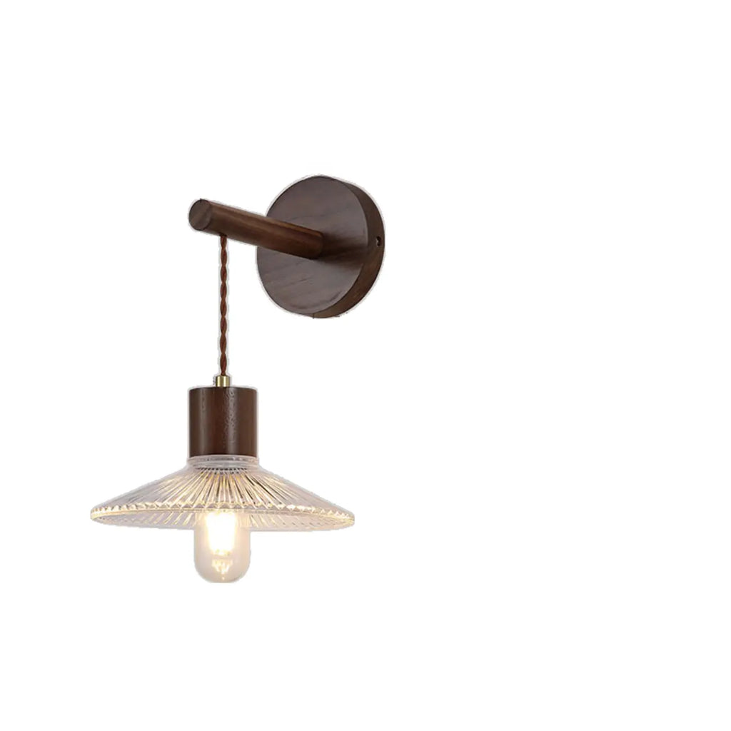 Applique murale élégante Geometrica LED en bois et verre pour chevet