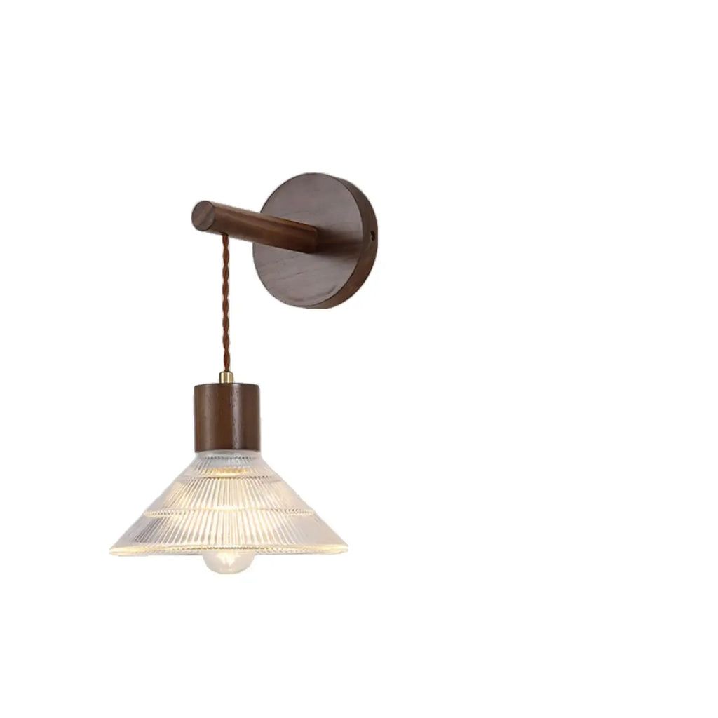 Applique murale élégante Geometrica LED en bois et verre pour chevet