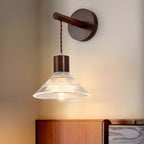 Applique murale élégante Geometrica LED en bois et verre pour chevet