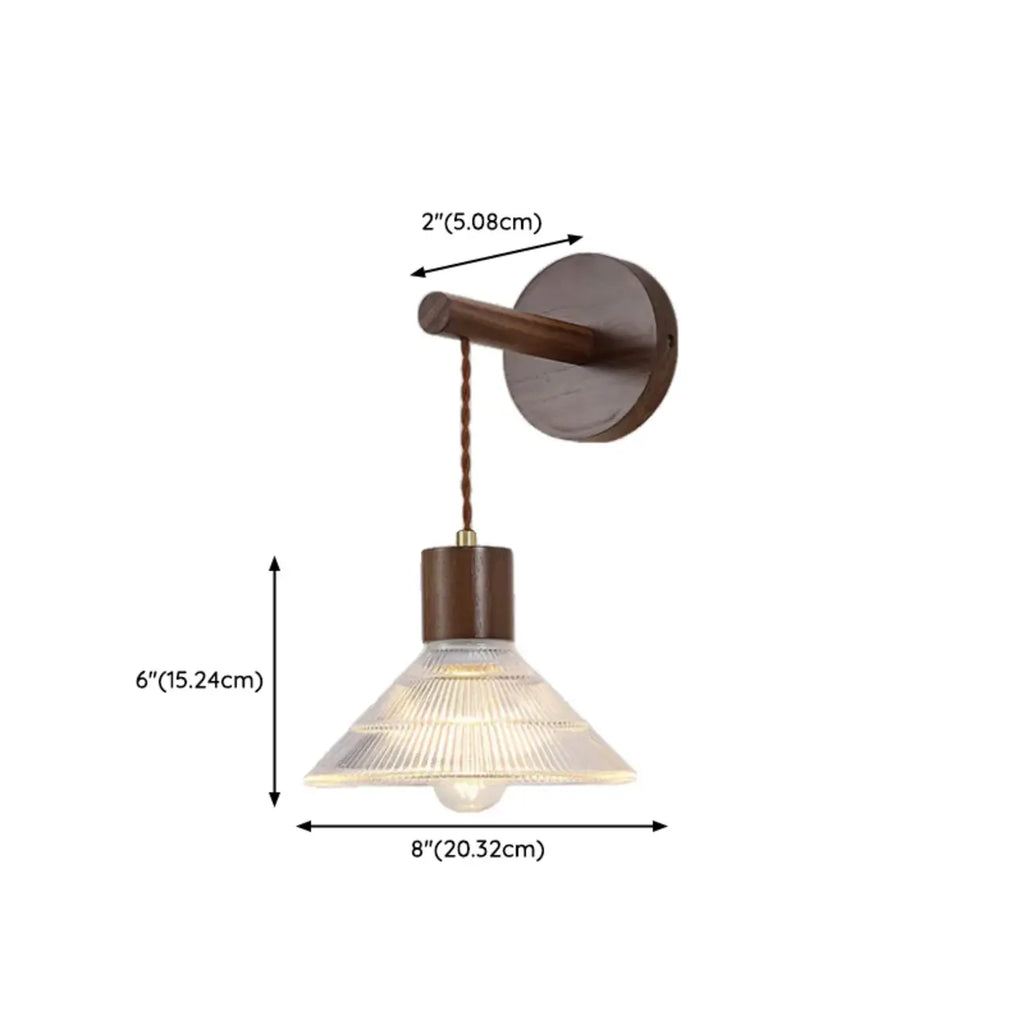 Applique murale élégante Geometrica LED en bois et verre pour chevet