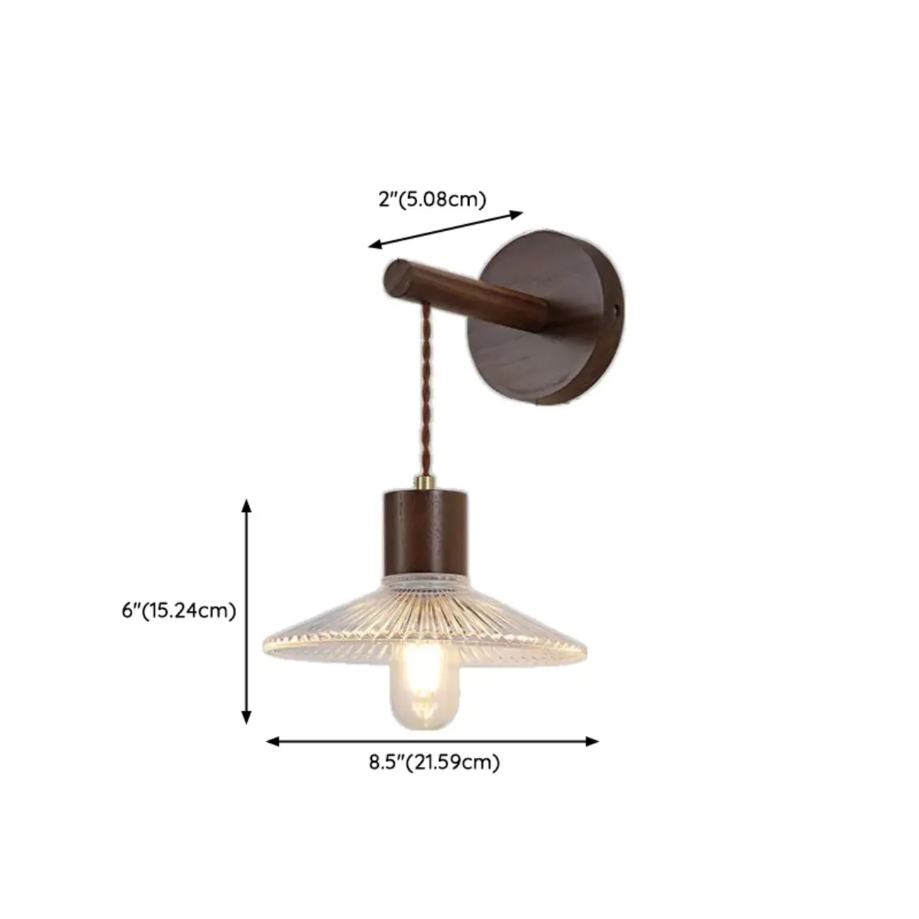 Applique murale élégante Geometrica LED en bois et verre pour chevet